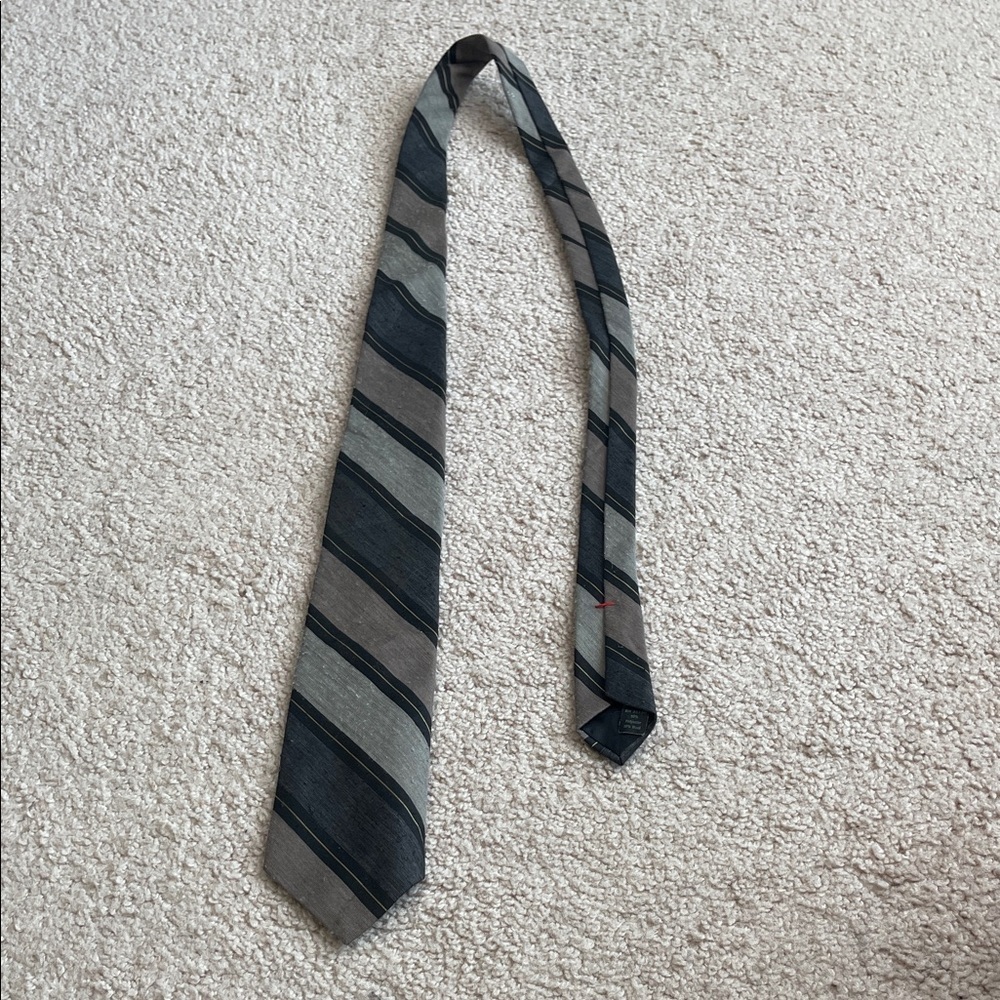 Rene Sophisticated Black, Brown & Gray Striped Tie